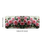 tapis sol rose floral antidérapant polyester décoration maison printemps été cuisine salle bain porteintérieur
