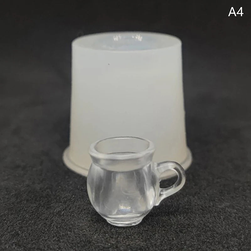 miniatures tasses silicone transparentes blanches rouges accessoires décoration maison poupée simples modernes