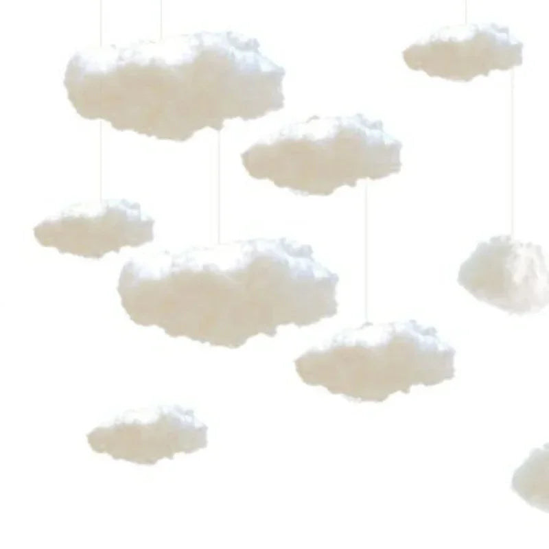 nuages artificiels suspendus décoration événementielle féerique blanc rose bleu