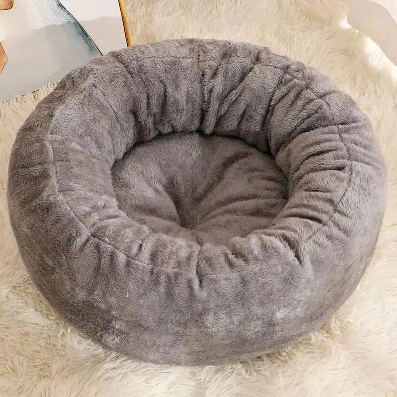 coussin velours doux confortable rond animaux beige marron intérieur hiver étéversible