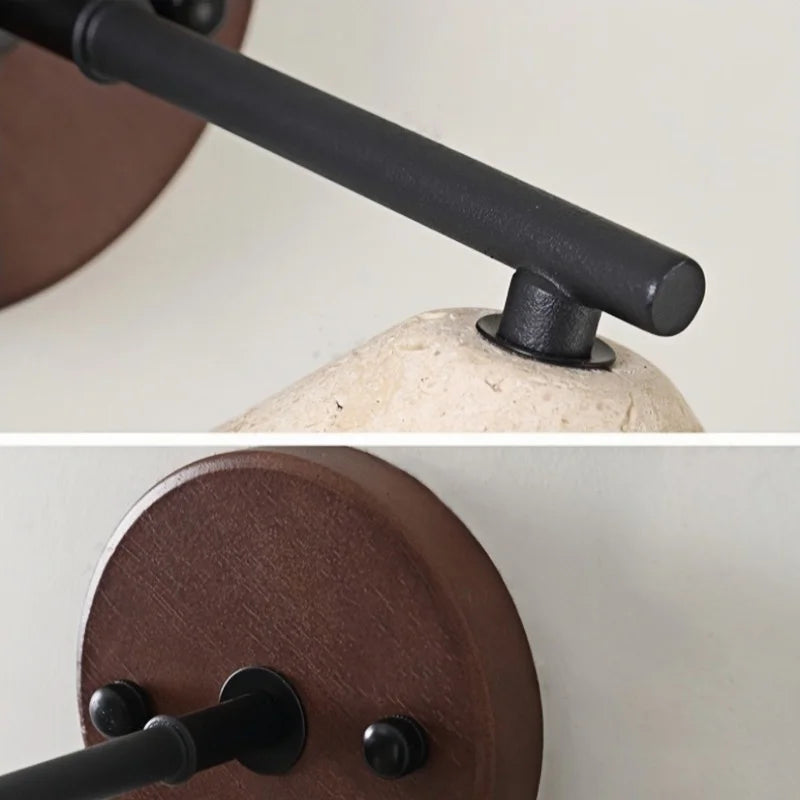 lampe murale moderne abatjour texturé bois ampoule led chaîne interrupteur marron noir beige