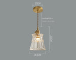 lampe suspendue verre texturé transparent doré vintage chambre salon