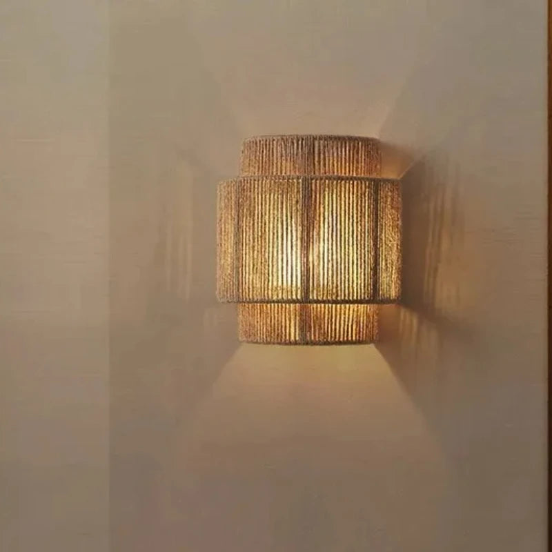 lampes murales bohèmes rustiques fibre naturelle semi transparentes cuisine salle manger