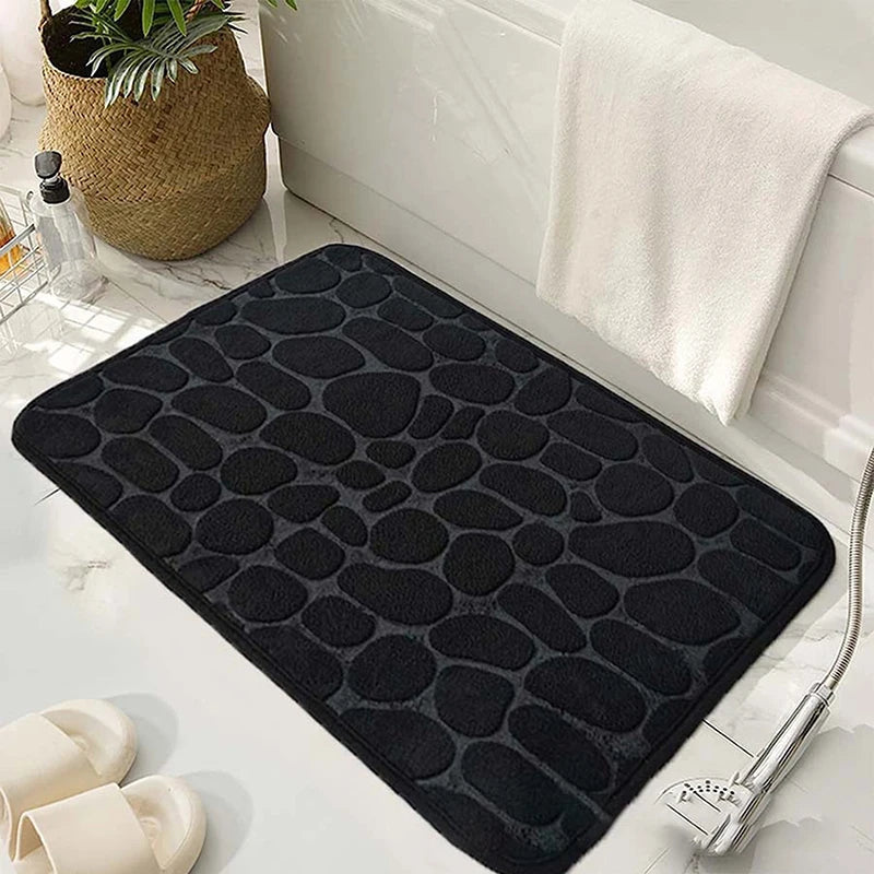 tapis bain doux motifs galets gris rose violet moderne 60cm 40cm