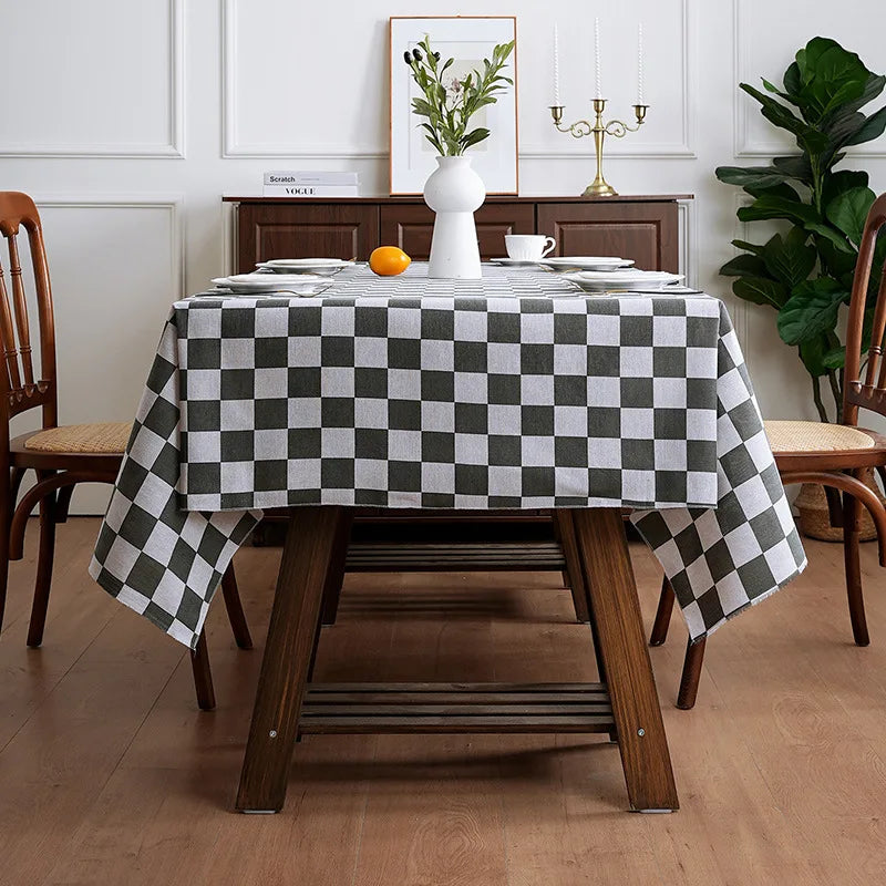 nappe table carreaux noir blanc classique réutilisable polyester coton machine été hiver printemps automne