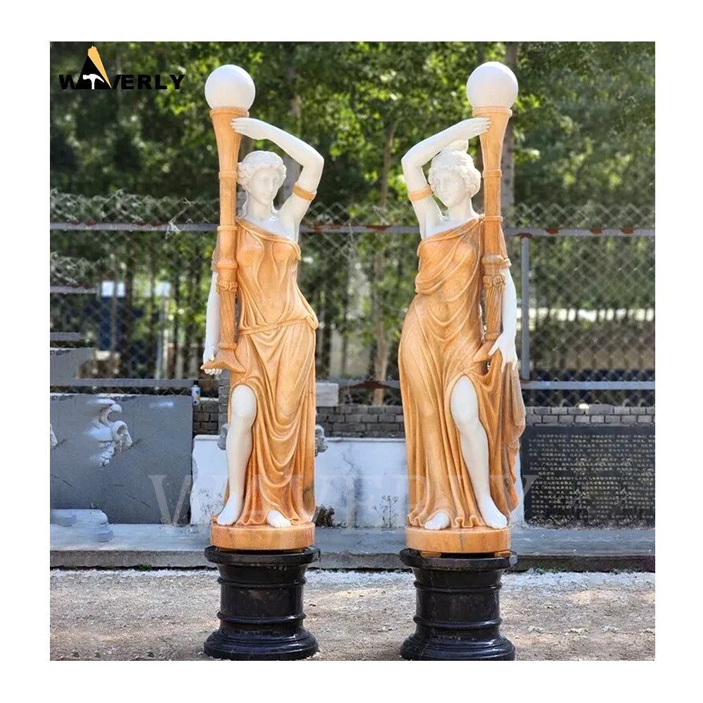 statues marbre décoratives classiques détails sculpturaux couleur beige blanc vert