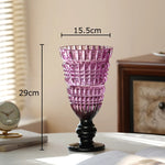 vase verre rose vert violet transparent gravé strié classique élégant décoration table floral