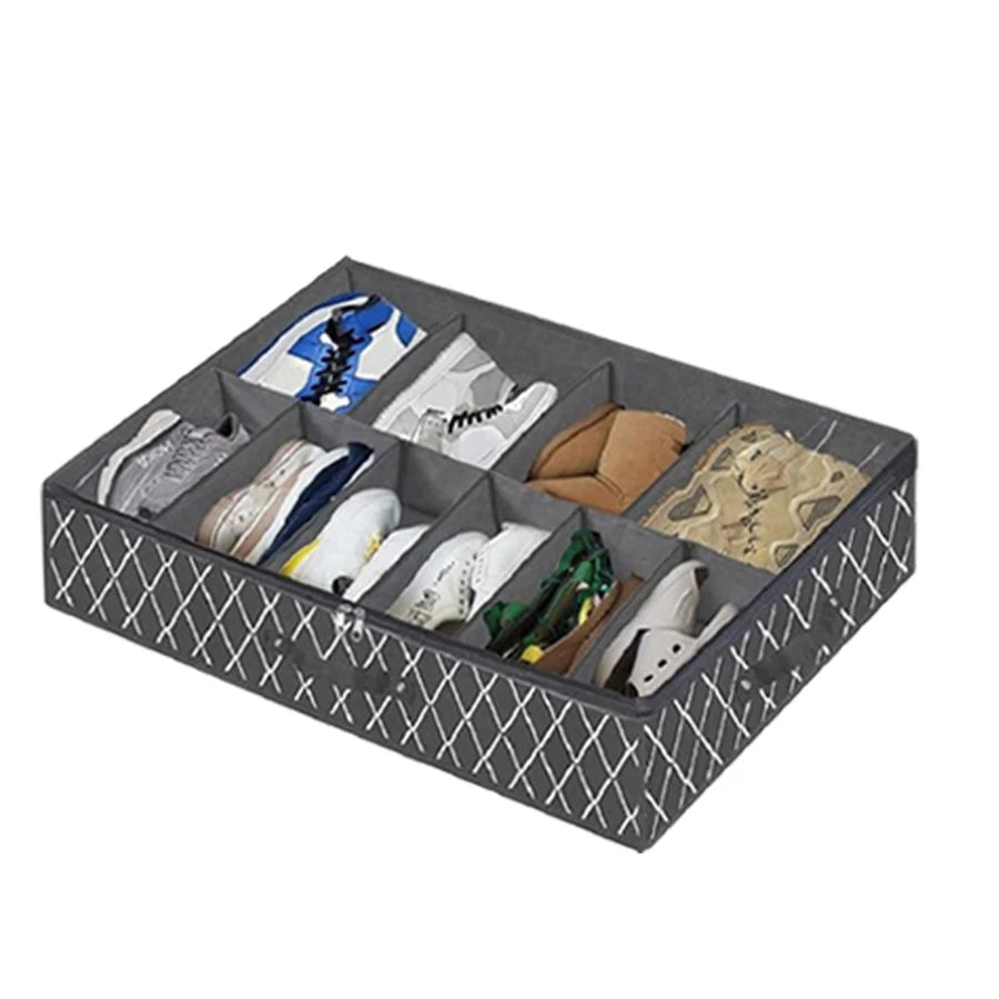 boîte chaussures pliable gris moderne poignées 12 16 paires tissu noir