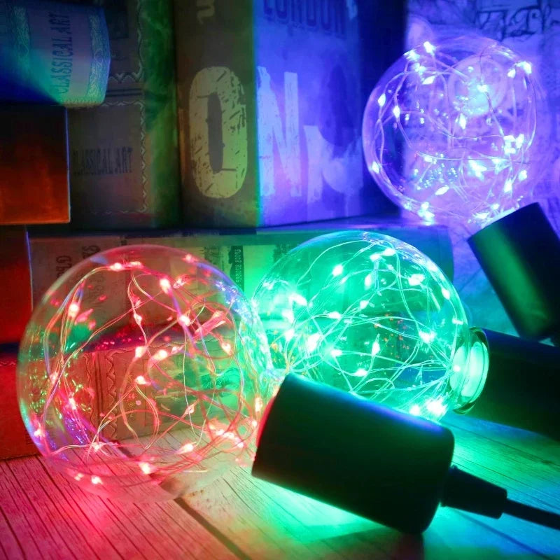 ampoules led décoratives filament effet constellation couleur changeante e27 transparentes modernes chambre festive