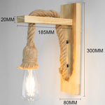 lampe suspension rustique bois naturel corde beige vintage éclairage mur fixé led e27