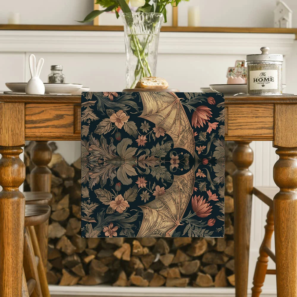 tableau couverture table noire marron floral polyester machine lavable classique mariage