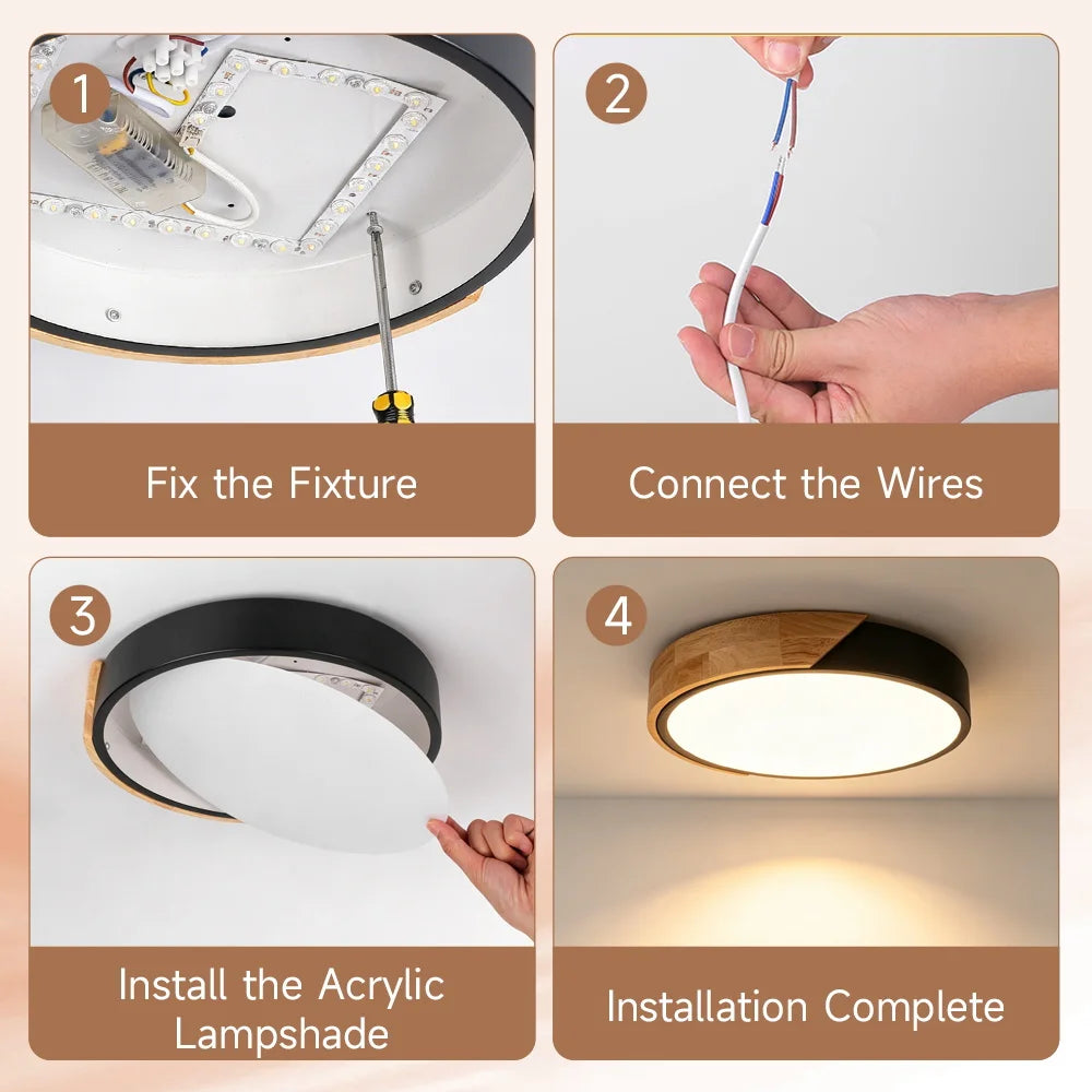 Lampe LED bois moderne télécommande éclairage variable surface opaque minimaliste