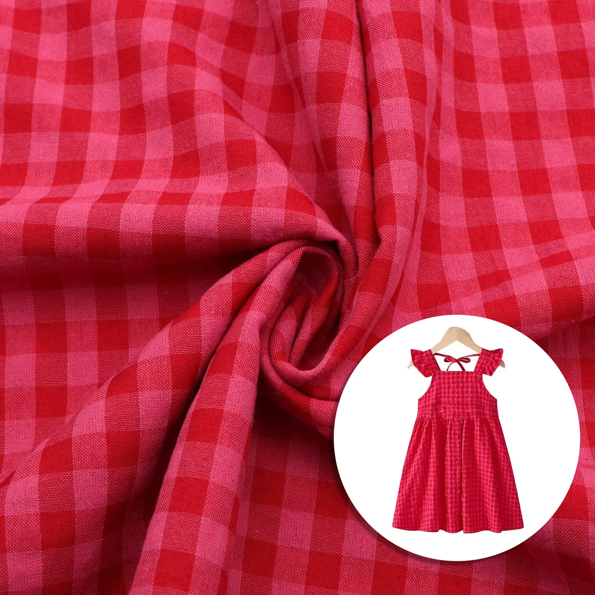 tissu polyester vichy rouge rose violet décoration fête couture patchwork bricolage artisanat attaches cheveux