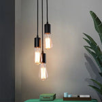 suspension lumineuse moderne industrielle transparente noir blanc ampoules led câbles pendentifs tringles éclairage