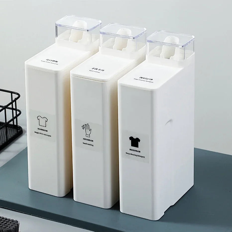 distributeur liquide lessive blanc moderne minimaliste rechargeable adhésif poignée grille dimensions buanderie salle bains
