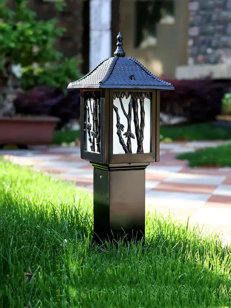 lampadaire extérieur asiatique led ip55 bronze noir éclairage paysagiste floral rustiqueextérieur moderne autonomedefixationsoltranslucide