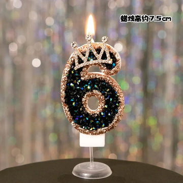 bougies anniversaire numériques or noir brillantes festives décoration pâtisserie chiffres strass transparent
