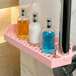 support rangement mural rose clair jaune noir grille hexagonale clips fixation rangement douche réutilisable