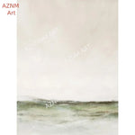 tableau abstrait minimaliste toile beige gris vert vague 40x50cm 30x40cm 20x30cm