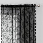 rideau floral dentelle noir polyester élégant fenêtre salon chambre transparent pastorale