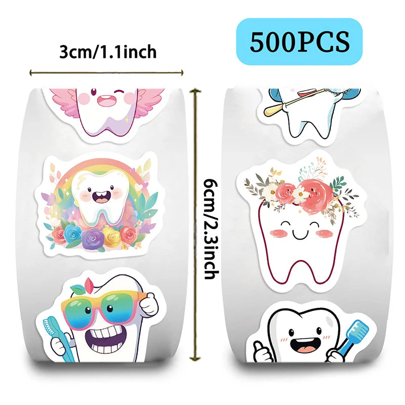 stickers autocollants dents mignonnes expressions cartoonesques accessoires blanc bleu vert rose jaune 500 feuilles