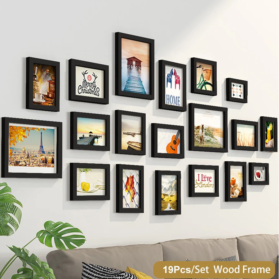 cadres photo moderne noir blanc bois simple minimaliste mur decoration photo fête mariage maison