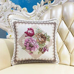 coussin carré brodé fleurs pompons élégant lavable 40x40cm 58x58cm polyester coton