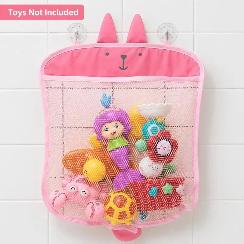 Sac rangement filet rose motif lapin drainage rapide salle bain suction cup