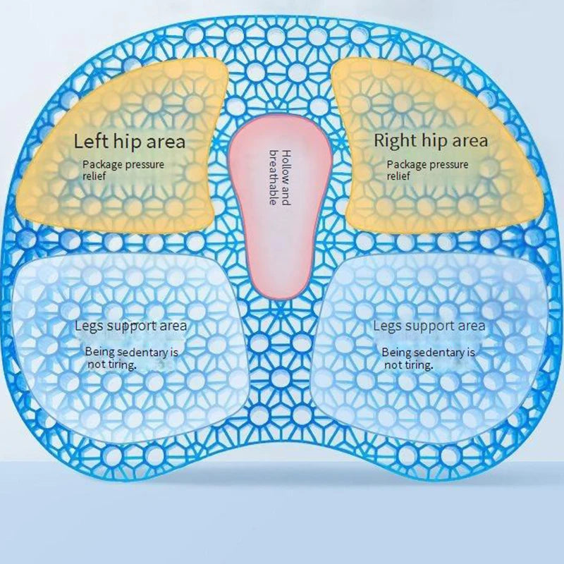 coussin soutien bleu réseau hexagonal contemporain gel respirant antidérapants adultes rond