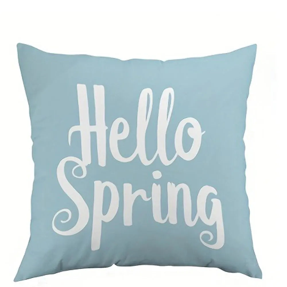 housse coussin polyester bleu clair fleurs textes décoratifs chambre salon voiture 40x40 45x45 50x50