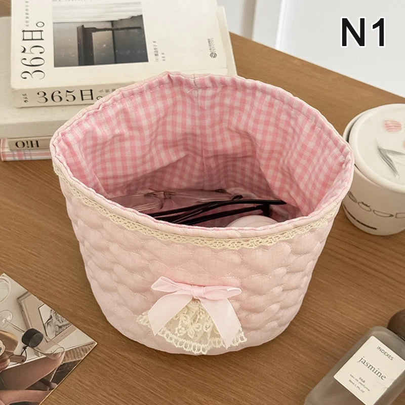 panier rangement rose bleu rayures vichy vintage doux organisation maison