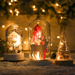 décoration noël miniature maison verre animaux sapin cadeaux lettres noel base plate