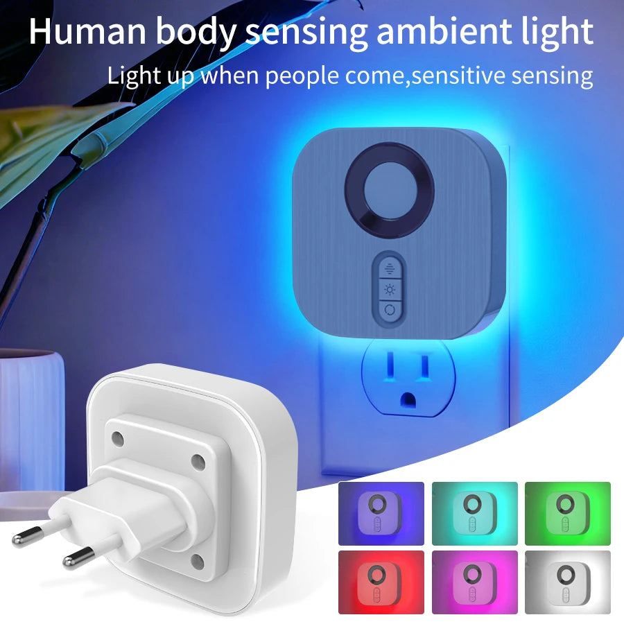 lampe nuit ambiance bleu gris blanc adhésif led ajustable moderne corridor chambre