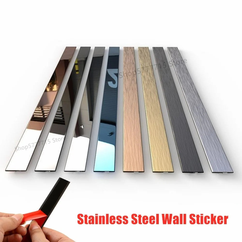 sticker mural miroir acier inoxydable moderne argent doré cuivre noir adhésif 244cm rouleau