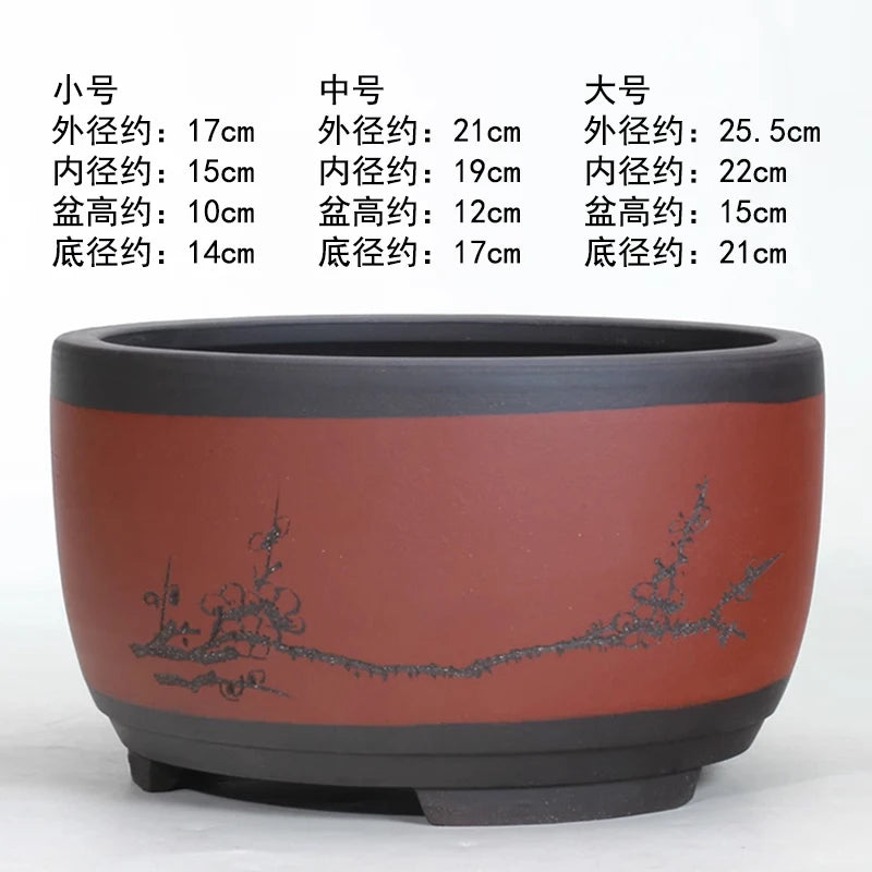 pots bonsaï porcelaine beige noir vert olive branches fleurs dessinées classique traditionnel