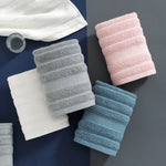 serviettes coton 100% rayures horizontales blanc rose gris bleu absorption élevée face main 35x35cm