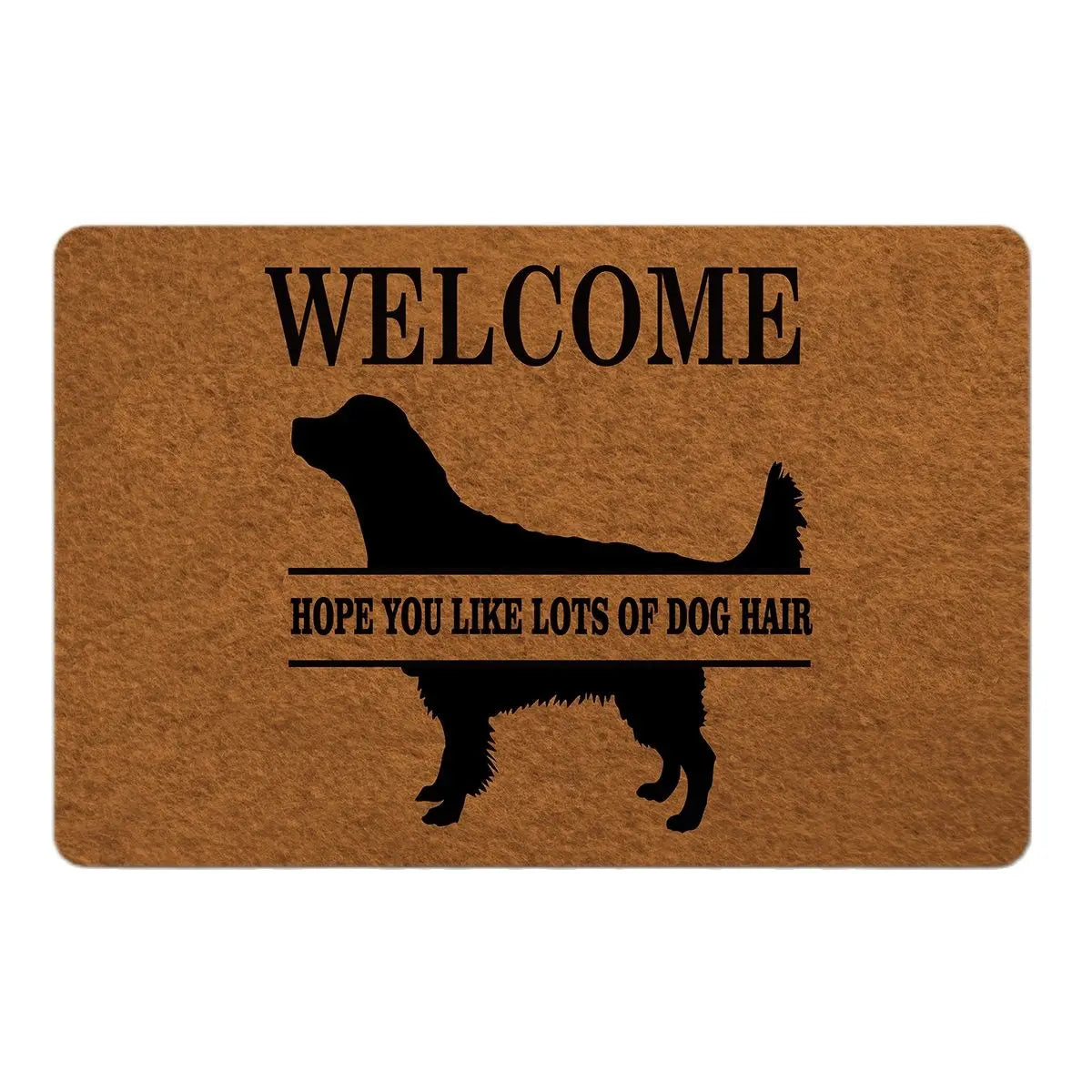 tapis d'entrée marron clair silhouette chien texte bienvenue antidérapant moderne humoristiqueextérieurporte