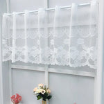 rideau blanc dentelle fleurs transparent classique romantique bordure dentelée polyester fenêtre chambre salon