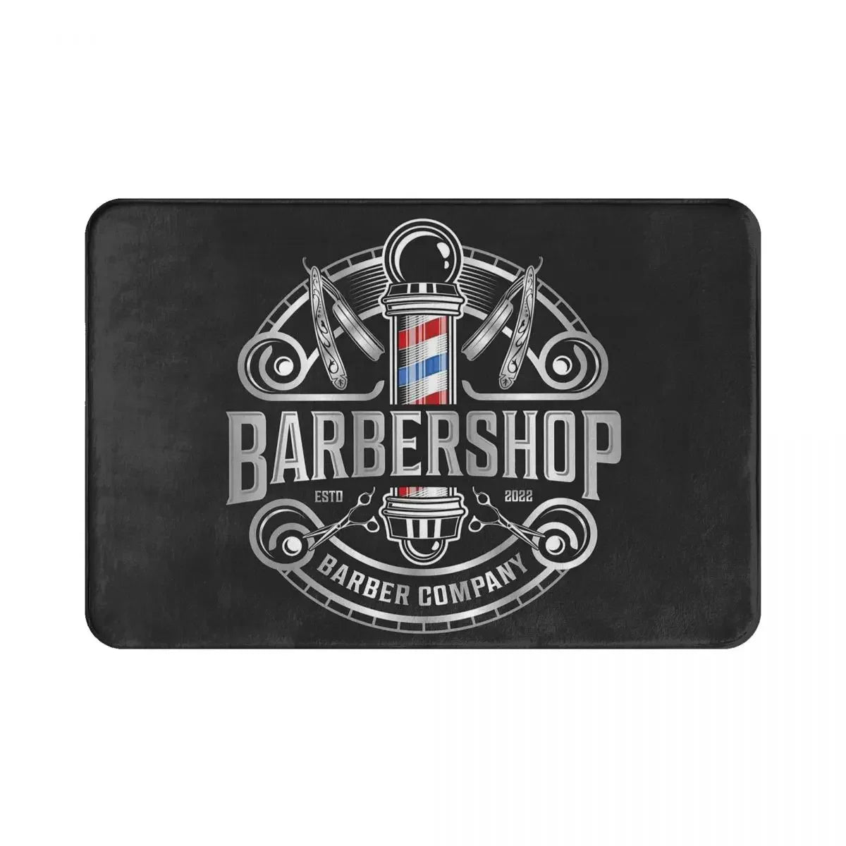 tapis sol noir barbershop vintage tondeuses ciseaux coiffeur couloir maison salle bain chambre prière