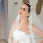 voile mariée blanc dentelle classique translucide collier simple bague adulte femme monocouche