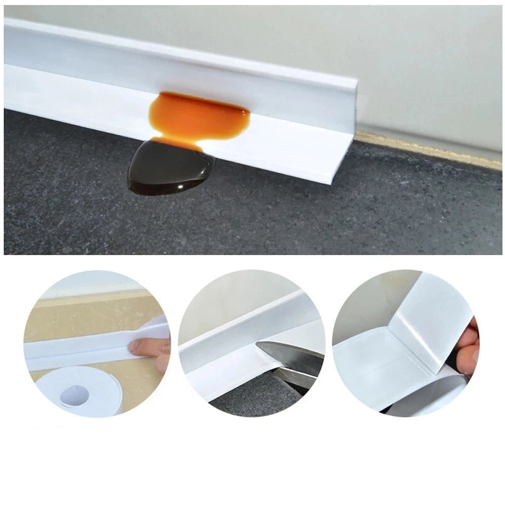 bande d'étanchéité autocollante pvc blanc douche cuisine carrelage mur évier joint silicone