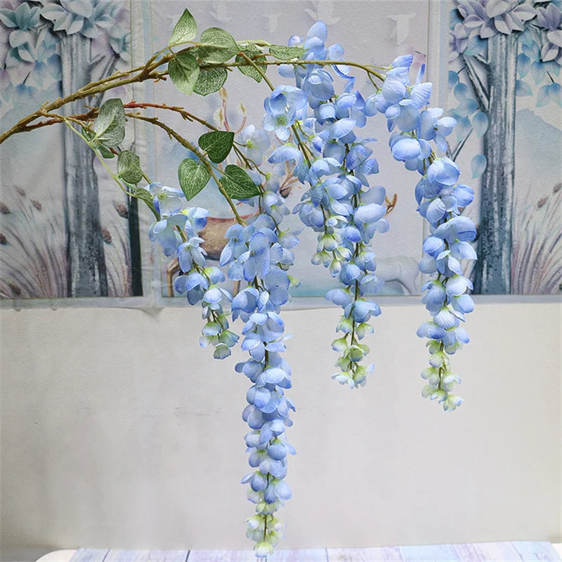 guirlande fleurs artificielles modernes rose bleu blanc intérieur décoration mariage anniversaire baby shower