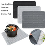 tapis table silicone rectangulaire moderne rayures ondulées gris noir protection cuisine support vaisselle