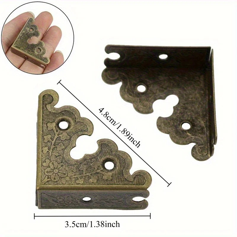 cornières meubles ornements floraux vintage vis argent bronze cuivre