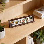 Cadre photo multiple bois lisse marron foncé classique photos décoration murale traditionnelleintérieur blanc