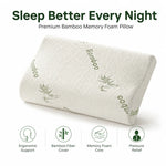 coussin mémoire forme fibre bambou imprimé blanc ergonomique zip taie amovible support cou lit