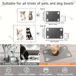 tapis absorbant animaux gris rayures moderne antidérapant lavable deux bols