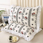 taies d'oreiller polyester motif floral vintage blanc noir adhésif respectueux environnement simple casa lot