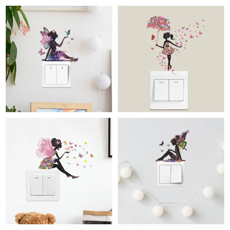 autocollants murals papillons colorés silhouette féerique chambre salon décoration murale stickers animés pvc
