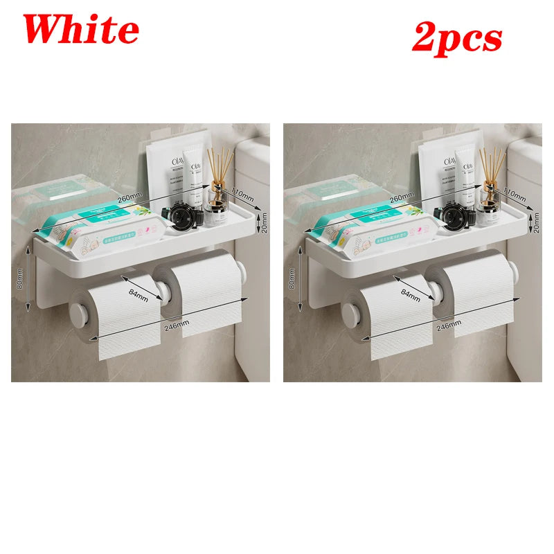 porte serviettes moderne porte papier toilette étagère rangement aluminium gris salle bain adhésif minimaliste